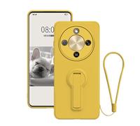 Anlalish Funda compatible con Honor Magic 8 Lite con soporte, protección completa para lente de cámara, funda delgada de silicona para Honor Magic 8 Lite con correa de muñeca (amarillo)