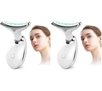 ANLAN Masajeador Cara Cuello Antiarrugas Masajeador Facial Reafirmante Mujer con Calor Luz LED EMS Lifting para Aclarar Líneas del Cuello (45°C) (Paquete de 2)