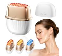 ANLAN Mini Aparato Radiofrecuencia Facial, 24 Oro RF Radiofrecuencia Facial, 3 Modos 3 Colores LED, 42-50°C Calor EMS Masajeador Facial Reafirmante y Antiarrugas, 3 Niveles Vibración, IPX6, Oro Blanco