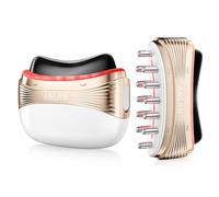 ANLAN Natural Jade 2 en 1 eléctrico Gua Sha herramienta de escultura facial con vibración, masajeador facial para mujer, terapia de luz roja LED para cuello y cara, regalo de cumpleaños para mujeres