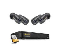 Anlapus 5MP Lite Kit de Cámara de Vigilancia 8CH 1080P H.265+ Grabador DVR con 4 CCTV Cámaras de Seguridad Exterior, 1TB Disco Duro, IR Visión Nocturna