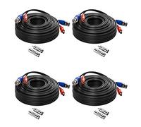 Anlapus Paquete 4pcs Cable 20m/65 pies de BNC Video Fuente de Alimentación para Kit CCTV Cámara de Vigilancia DVR Sistema Seguridad Hogar (4 pack negro)