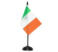 ANLEY Ireland Juego de banderas de escritorio de lujo - 6 x 4 pulgadas Bandera de escritorio irlandesa en miniatura con poste sólido de 12 "- Colores vivos y resistente a la decoloración