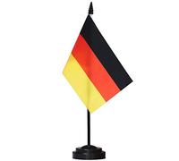 ANLEY - Juego de banderas de escritorio de lujo de Alemania。 6 x 4 pulgadas。 bandera de escritorio alemana en miniatura con poste sólido de 12 "。 colores vivos y resistente a la decoloración