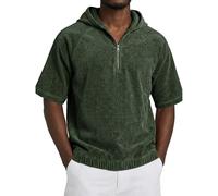 AnLingOu Camiseta De Hombre De Pana con Capucha y Manga Corta Estilo Americano Retro Casual Talla Grande S