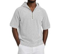 AnLingOu Camiseta De Hombre De Pana con Capucha y Manga Corta Estilo Americano Retro Casual Talla Grande S