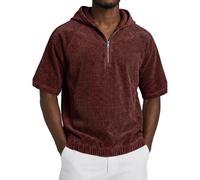 AnLingOu Camiseta De Hombre De Pana con Capucha y Manga Corta Estilo Americano Retro Casual Talla Grande S