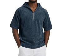AnLingOu Camiseta De Hombre De Pana con Capucha y Manga Corta Estilo Americano Retro Casual Talla Grande S