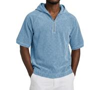 AnLingOu Camiseta De Hombre De Pana con Capucha y Manga Corta Estilo Americano Retro Casual Talla Grande S