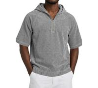 AnLingOu Camiseta De Hombre De Pana con Capucha y Manga Corta Estilo Americano Retro Casual Talla Grande S