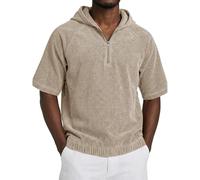 AnLingOu Camiseta De Hombre De Pana con Capucha y Manga Corta Estilo Americano Retro Casual Talla Grande S
