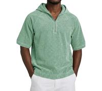 AnLingOu Camiseta De Hombre De Pana con Capucha y Manga Corta Estilo Americano Retro Casual Talla Grande S