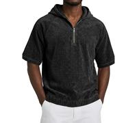 AnLingOu Camiseta De Hombre De Pana con Capucha y Manga Corta Estilo Americano Retro Casual Talla Grande S