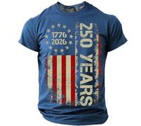 AnLingOu Camiseta Retro Americana De Aniversario para Hombre con Estampado, Moda con Estampado Digital 3D, Cuello Redondo, Camiseta Talla Grande S