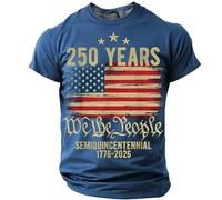 AnLingOu Camiseta Retro Americana De Aniversario para Hombre con Estampado, Moda con Estampado Digital 3D, Cuello Redondo, Camiseta Talla Grande S