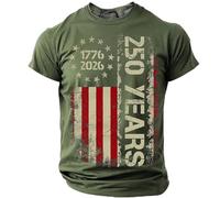 AnLingOu Camiseta Retro Americana De Aniversario para Hombre con Estampado, Moda con Estampado Digital 3D, Cuello Redondo, Camiseta Talla Grande S