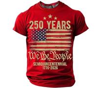 AnLingOu Camiseta Retro Americana De Aniversario para Hombre con Estampado, Moda con Estampado Digital 3D, Cuello Redondo, Camiseta Talla Grande S