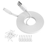 ANLINK Cable USB C plano de 5 m, cable de alimentación de carga USB A a USB C para Blink Mini 2/Outdoor 4, Ring Pan-Tilt Indoor Cam, eufy Cam S3 Pro, SoloCam S340/S350/S220/C210 y más Cam-Blanco