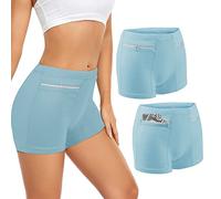 ANLINKSHINE Ropa Interior para Mujer con Bolsillo Oculto Secreto/Bolsillos Secretos (2 Paquetes), Azul/Claro, XS
