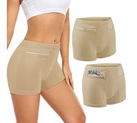 ANLINKSHINE Ropa interior para mujer con bolsillo oculto secreto/bolsillos secretos (2 paquetes), Desnudo/, M