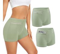 ANLINKSHINE Ropa interior para mujer con bolsillo oculto secreto/bolsillos secretos (2 paquetes), Verde (Mint Green), Large