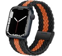Anlinser Compatible con Correa Apple Watch 42mm 41mm 40mm 38mm, Pulsera Elástica de Bucle Solo para iWatch SE Serie 11 10 9 8 7 6 5 4-1, Negro/Naranja