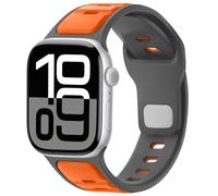 Anlinser Correas Compatible con Correa Apple Watch 42mm 41mm 40mm 38mm, Pulsera Deportiva de Silicona Ajustable para iWatch Serie 11/10/9/8/7/6/5/4-1 SE, Gris-Naranja