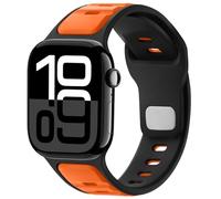 Anlinser Correas Compatible con Correa Apple Watch 42mm 41mm 40mm 38mm, Pulsera Deportiva de Silicona Ajustable para iWatch Serie 11/10/9/8/7/6/5/4-1 SE, Negro-Naranja