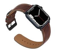 Anlinser Correas Compatible con Correa Apple Watch 46mm 45mm 44mm 42mm 41mm 40mm, Pulseras de Repuesto de Cuero Genuino Compatible con iWatch Ultra Serie 10 9 8 7-1 SE (42/41/40/38, Marrón Oscuro)