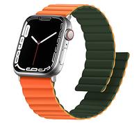 Anlinser Correas Compatible con Correa Apple Watch 49/46/45/44/42/41/40/38mm, Pulsera Magnética Reversible de Doble Cara para iWatch Ultra Serie 11/10/9/8/7-1 SE (42/41/40/38, Verde/Naranja)