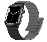 Anlinser Correas Compatible con Correa Apple Watch 49/46/45/44/42/41/40/38mm, Pulsera Magnética Reversible de Doble Cara para iWatch Ultra Serie 11/10/9/8/7-1 SE (42/41/40/38, Negro/Gris)