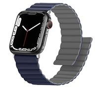 Anlinser Correas Compatible con Correa Apple Watch 49/46/45/44/42/41/40/38mm, Pulsera Magnética Reversible de Doble Cara para iWatch Ultra Serie 11/10/9/8/7-1 SE (42/41/40/38, Azul Oscuro/Gris)