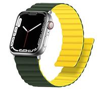 Anlinser Correas Compatible con Correa Apple Watch 49/46/45/44/42/41/40/38mm, Pulsera Magnética Reversible de Doble Cara para iWatch Ultra Serie 11/10/9/8/7-1 SE (42/41/40/38, Verde/Amarillo)