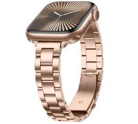 Anlinser Correas Compatible con Correa Apple Watch 49mm 46mm 45mm 44mm 42mm, Pulseras de Metal Delgadas pour Femmes et Hommes Compatible con iWatch Ultra 3/2/1 Serie 11 10 9 8 7 6 5-1 SE (Oro Rosa)