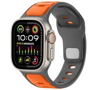 Anlinser Correas Compatible con Correa Apple Watch Ultra 3/2/1 49mm 46mm 45mm 44mm 42mm, Pulsera Deportiva de Silicona Ajustable para iWatch Serie 11/10/9/8/7/6/5/4-1 SE, Gris-Naranja