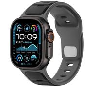 Anlinser Correas Compatible con Correa Apple Watch Ultra 3/2/1 49mm 46mm 45mm 44mm 42mm, Pulsera Deportiva de Silicona Ajustable para iWatch Serie 11/10/9/8/7/6/5/4-1 SE, Negro-Gris