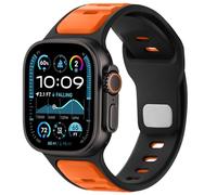Anlinser Correas Compatible con Correa Apple Watch Ultra 3/2/1 49mm 46mm 45mm 44mm 42mm, Pulsera Deportiva de Silicona Ajustable para iWatch Serie 11/10/9/8/7/6/5/4-1 SE, Negro-Naranja