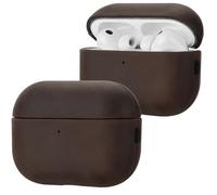 Anlinser Funda para AirPods Pro 3, Funda de Piel Auténtica Compatible con MagSafe, Carcasa Protectora Antigolpes Hecha a Mano Compatible con Apple AirPods Pro 3 2025, Café