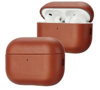 Anlinser Funda para AirPods Pro 3, Funda de Piel Auténtica Compatible con MagSafe, Carcasa Protectora Antigolpes Hecha a Mano Compatible con Apple AirPods Pro 3 2025, Marrón