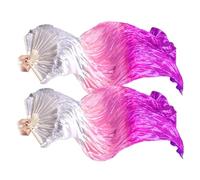 Anlising 1 Par Abanicos de Seda Danza, Abanico Ventilador para Baile Nacional del Vientre