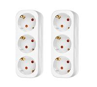 Anlising 2PCS Enchufe Múltiple de pared para familia y viaje - Adaptador Portátil con 3 Tomas para Oficina y Cocina (Blanco)