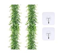 Anlising 2PCS Eucalipto Artificial Guirnalda, 1,8M Guirnaldas de Eucalipto Artificial, Artificiales Enredaderas de Seda, con 2 Ganchos, para Decoración de Boda, Jardín, Cocina, Oficina