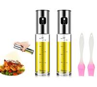 Anlising 2PCS Pulverizador Aceite Spray, Spray Aceite Cocina, Enviar 2 Pincel de Silicona, Pulverizador de Aceite, Spray Freidora Aire, Spray Aceite de Oliva de Cristal,para Cocinar, Ensalada, Hornear