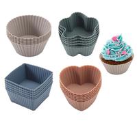 Anlising 36PCS Moldes de Silicona para Magdalenas, 4 Modelos Reutilizables Moldes Magdalenas, Reposteria Moldes para Muffins de Silicona, Reutilizables Molde Cupcakes, para Hornear, Helados(4 Colores)