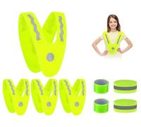 Anlising 4 Piezas Chalecos Reflectantes para Niños, Chaleco de Seguridad para Niños con 4 Banda Reflectante, Chalecos Reflectantes Amarillos para Niños, para Deportes al Aire Libre, Correr, Lavable