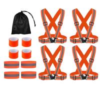 Anlising 4PCS Seguridad Chaleco Reflectante Moto+4PCS Bandas Reflectoras+4PCS Brazalete Reflectante, Ajustable Visibilidad Alta Chaleco Reflectantes con Bolsa, para Correr,Senderismo,Ciclismo