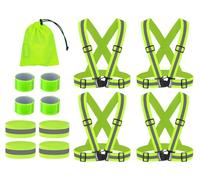 Anlising 4PCS Seguridad Chaleco Reflectante Moto+4PCS Bandas Reflectoras+4PCS Brazalete Reflectante, Ajustable Visibilidad Alta Chaleco Reflectantes con Bolsa, para Correr,Senderismo,Ciclismo