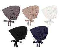 Anlising 5PCS Mujer Hijab Undercap, Gorro de Hijab, Musulmanes Hijab Underscarf, Hijab Damas Undercap, Musulmán Debajo de Hijab Cap, Musulmán Turbante, para Mujeres (5 Colores)