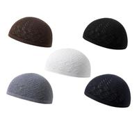 Anlising 5PCS Sombreros Musulmanes Kufi,Gorro de Nailon Elástico Kufi,Gorra de Oración,Sombreros Kufi para Hombres,Sombreros Musulmanes de Punt,para Musulmanes,Islam,Hombres,Mujeres(5 Colores)
