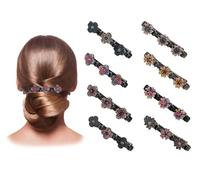 Anlising 8 Piezas Cristal para El Pelo Trenzado, Pinzas para el Pelo Trenzadas con Piedra de Cristal Brillante, Clip de Segmento de Pelo, Sparkling Crystal Stone Braided Hair Clips, para Cabello